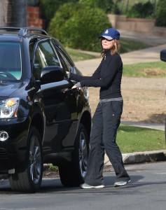 Calista Flockhart and friend out walking