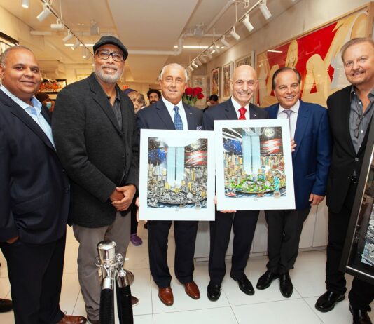 San Panchal, Bernie Williams, Salvatore Carcaterra, Salvatore Cassano, Charles Saffati, Charles Fazzino,new york gossip gal,Artist Charles Fazzino,Unveiling of ‘9/11: A Time of Remembrance